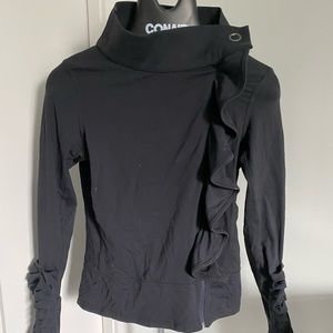 Karma Zip up black spandex sweater - Black